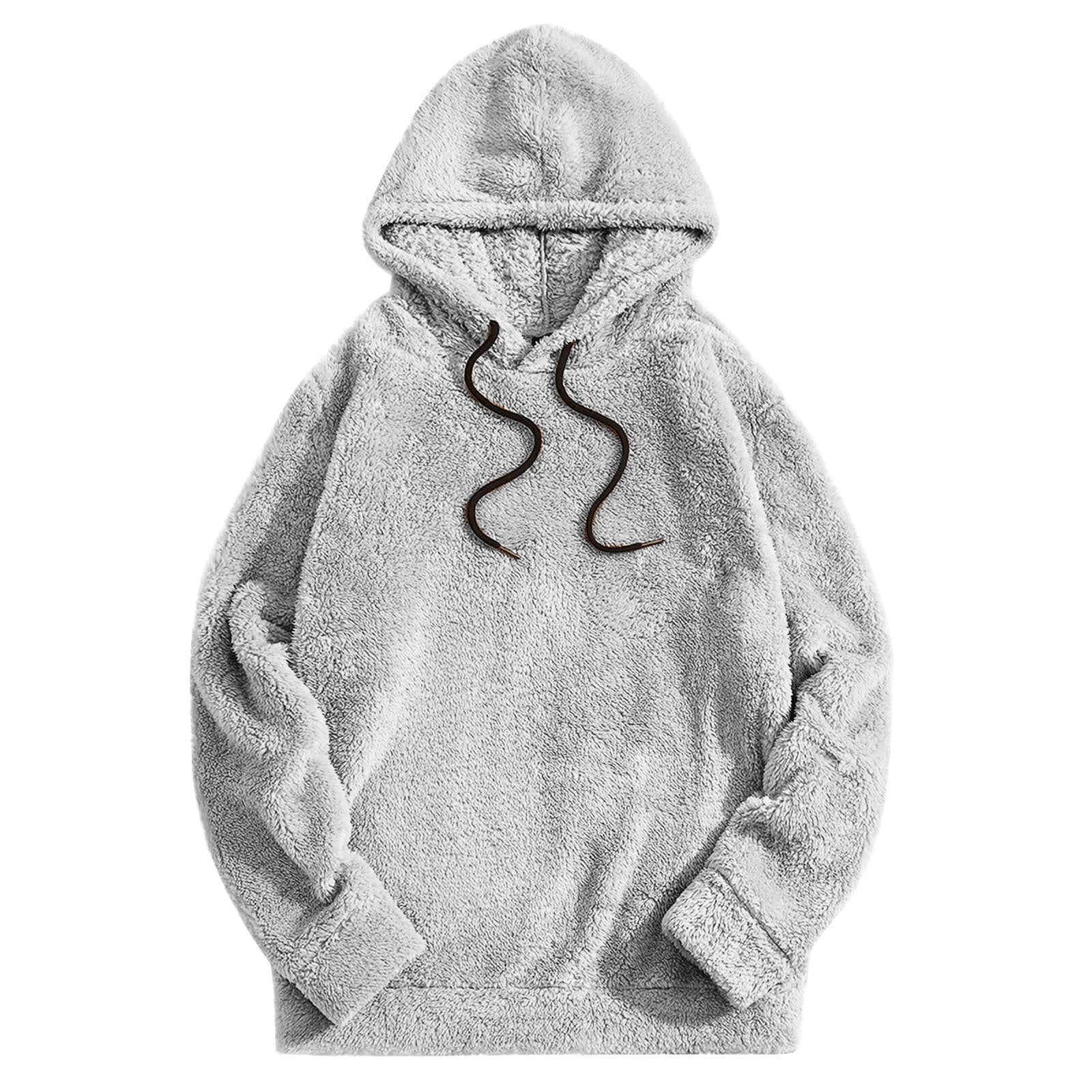 Thickening Double-sided Velvet Casual Loose Long-sleeved Hooded Sweater Light Gray