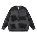 Tie-dyed Distressed Cardigan Sweater Black