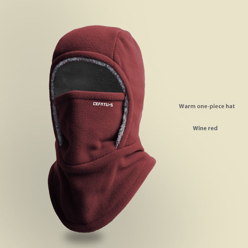 Thermal Head Cover Hat Outdoor Cold-proof Wine Red Free Size