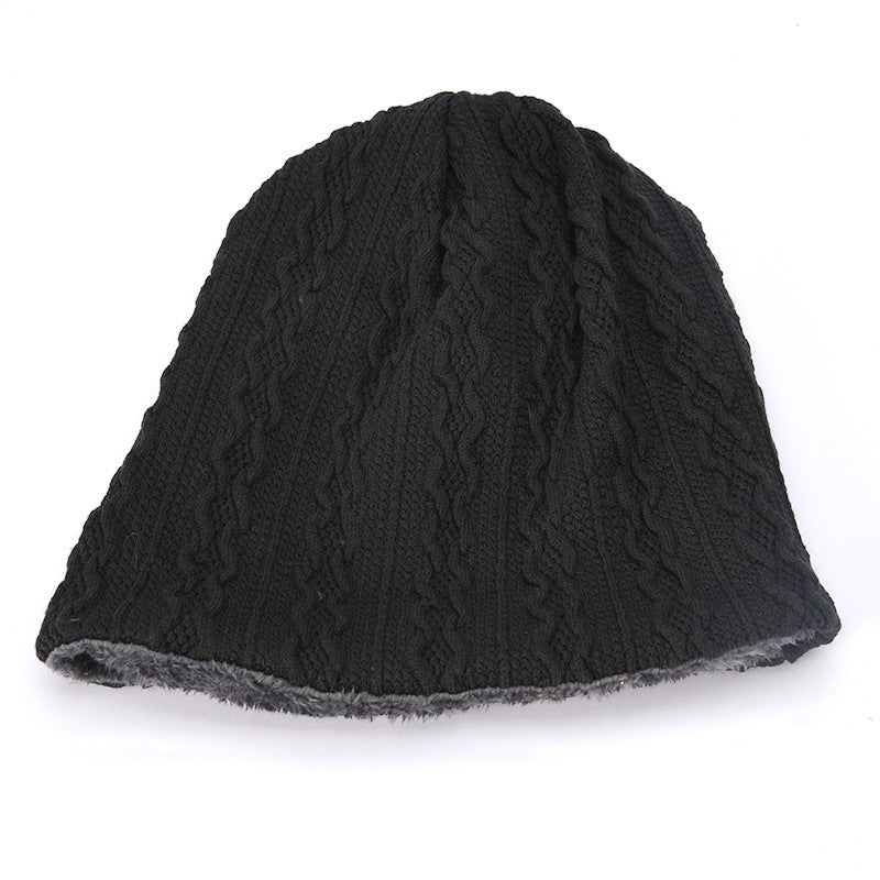 Men's Hat Winter Youth Warm Thickened Knitting Woolen Cap Black Free Size