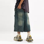 Bat Buckle Design Cropped Jeans