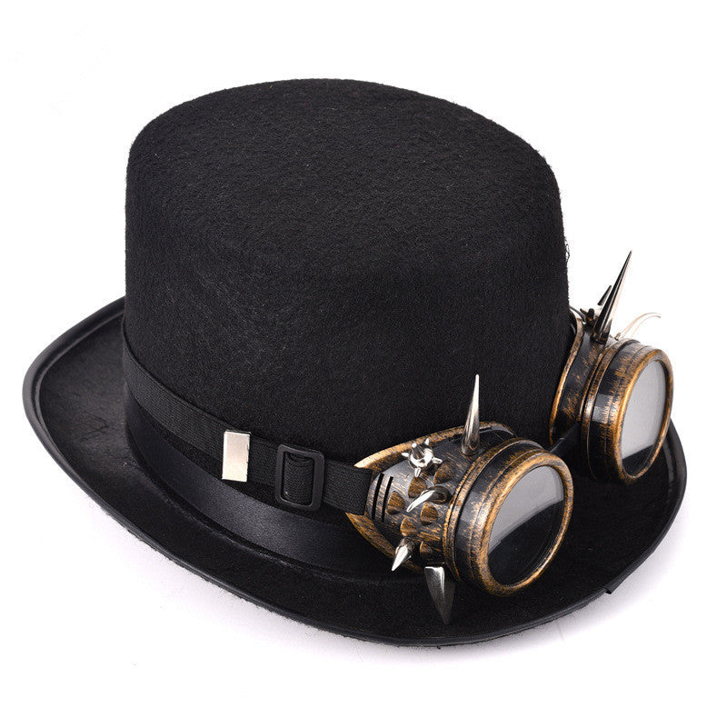 Steampunk Rivet Glasses Top Hat Goth Punk Magic Hat
