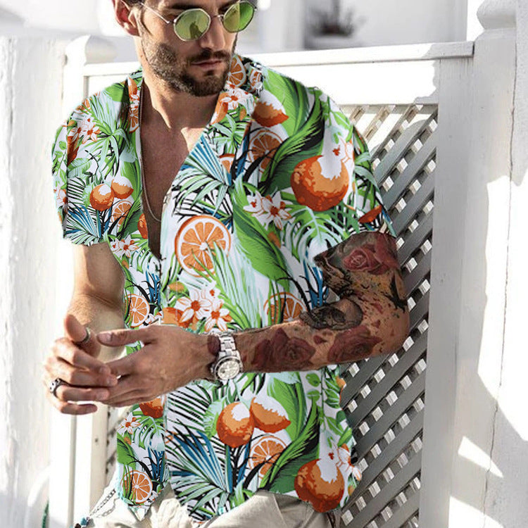 Shirt Hawaiian Lapel Short Sleeves