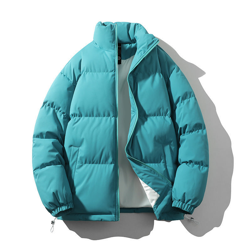 Men's Stand Collar Loose And Warm Down Coat Oil Blue