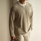 Three-dimensional Waffle Loose False Two Pieces Short Sweater