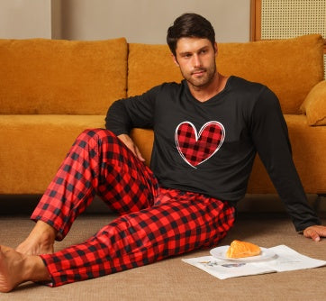 Ice Silk Long Sleeve Long Pants Pajama Set Love