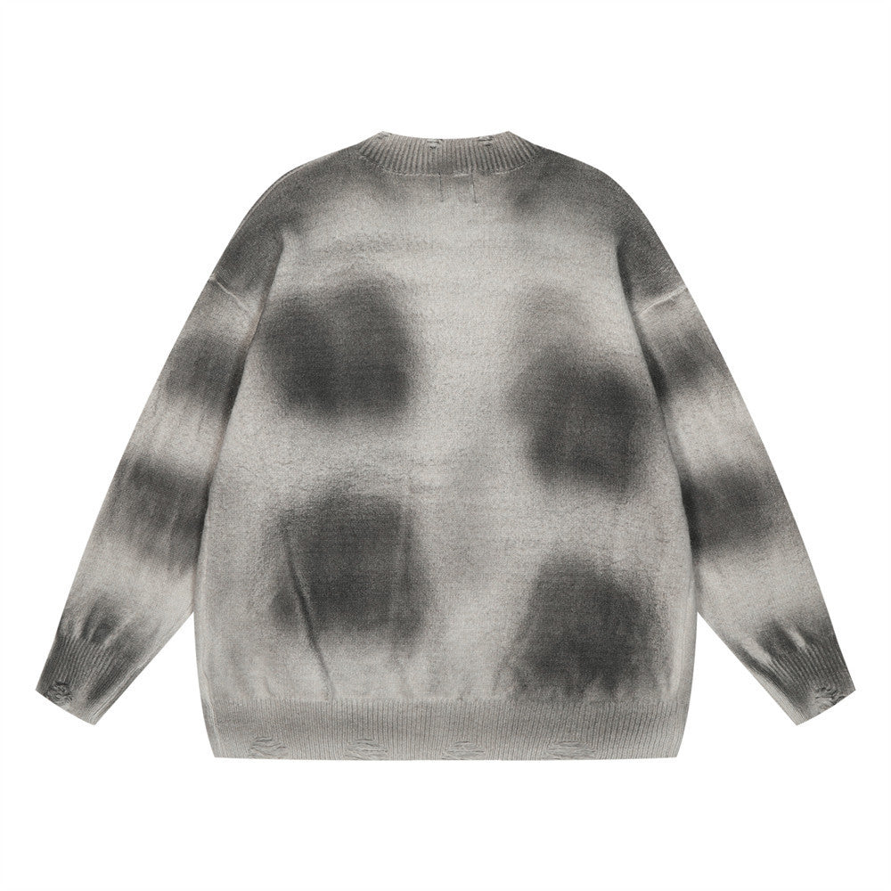 Tie-dyed Distressed Cardigan Sweater