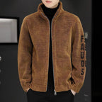 Cashmere Stand Collar Jacket Sweater Fur Integrated Lambswool Men's Coat