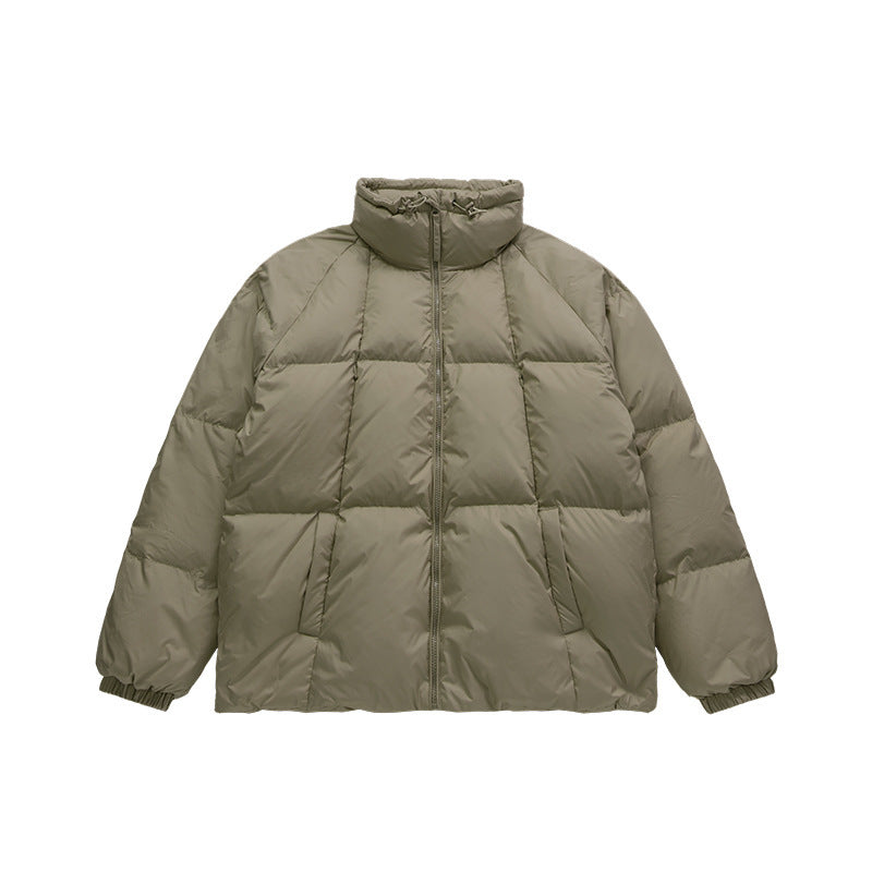 Fashion Men's Solid Color Turtleneck Down Jacket Green