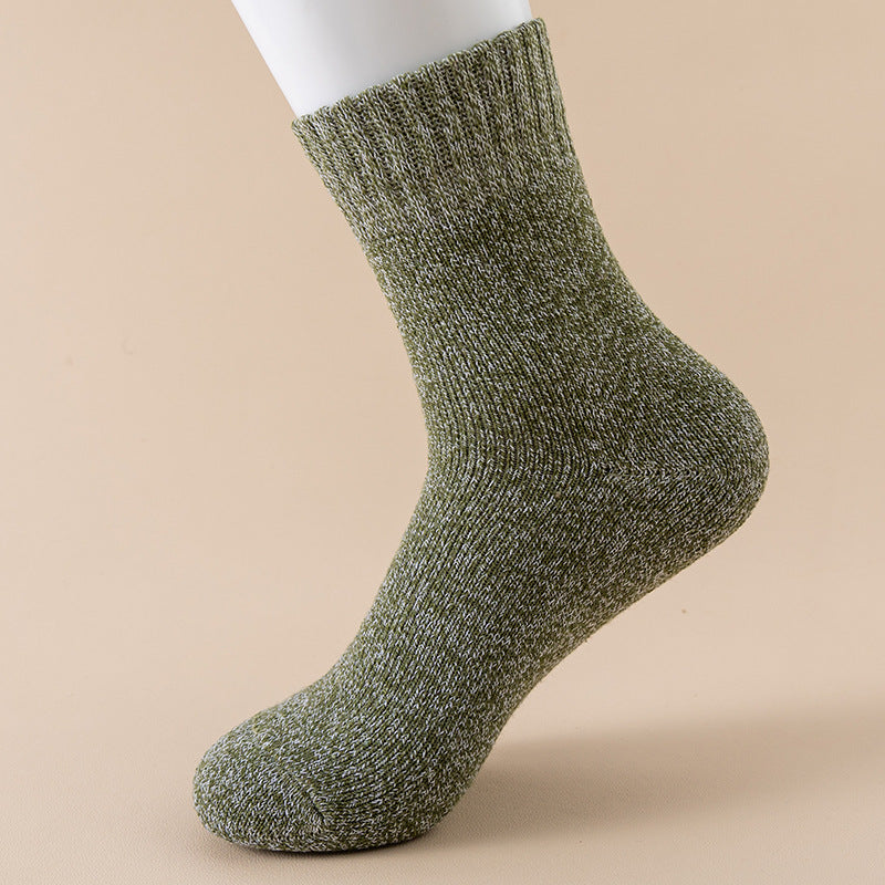 Fleece Lined Padded Warm Keeping Mid-calf Solid Color Socks