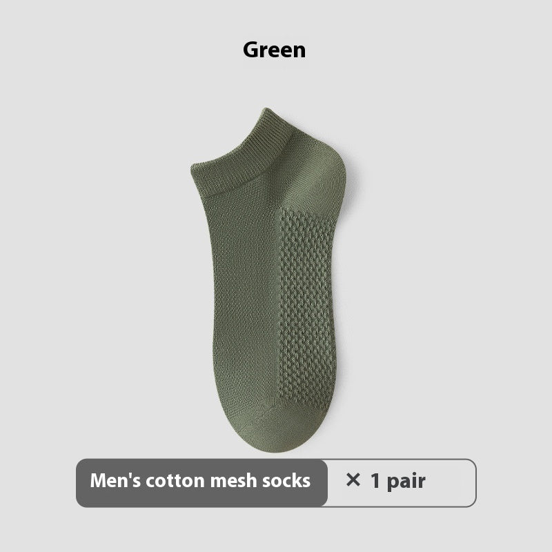Cotton Anti-Pilling Short Men's Mesh Boat Socks