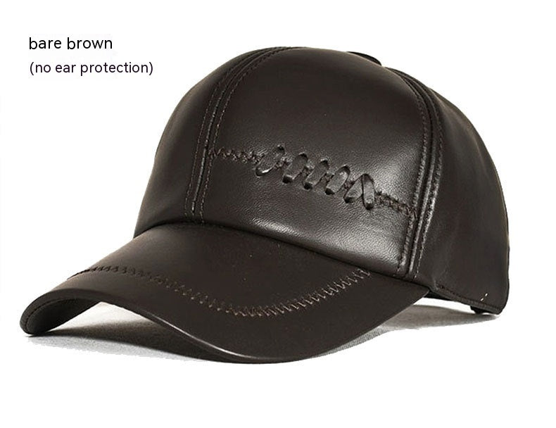 Casual Men's Leather Hat Light Brown Free Size
