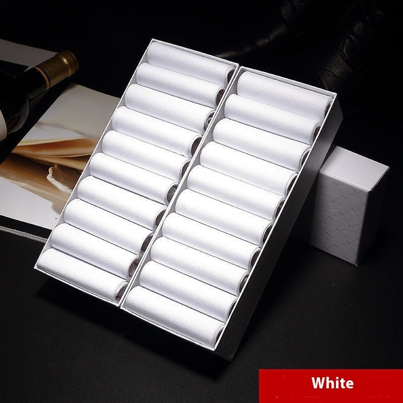 Mercerized Cotton Thin Middle Tube Men's Socks White Average Size