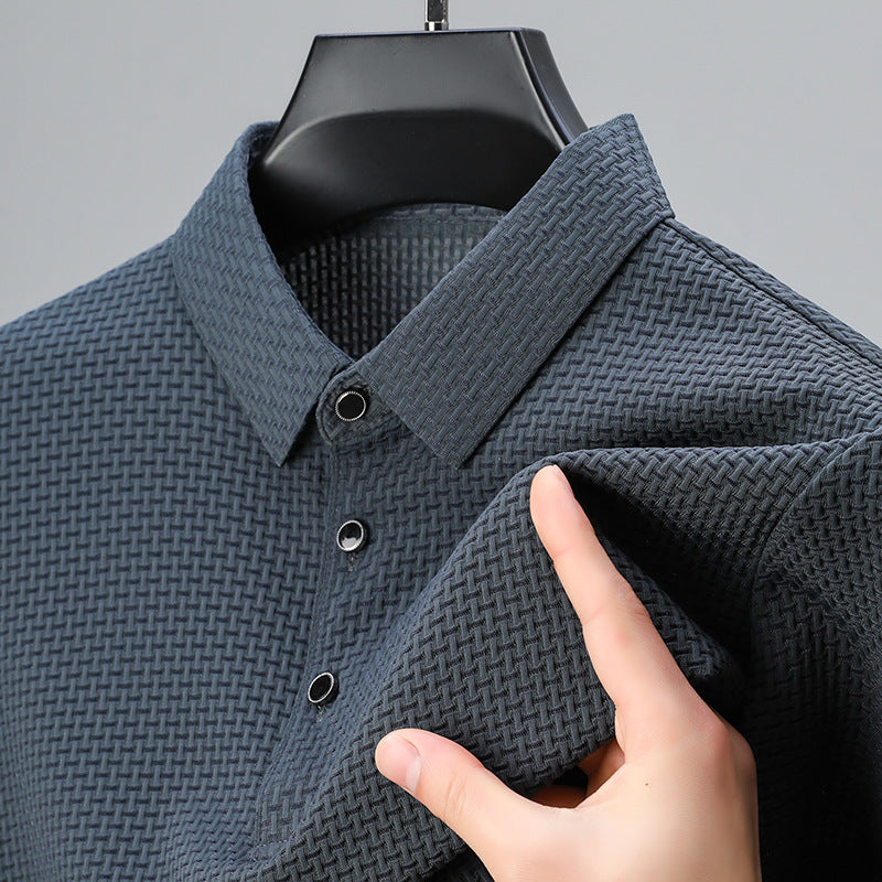 Casual Men's Short-sleeved Polo Shirt MBH8802 Gray Green