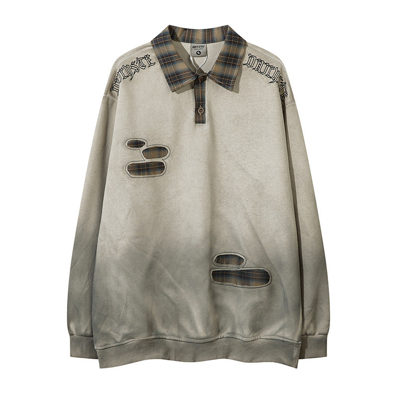 American Plaid Lapel Sweater Brown
