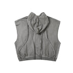 Wash Dirty Dyed Patchwork Sweater Short Sleeveless Hoodie