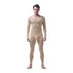 Ice Silk Thermal Underwear Suit Beige