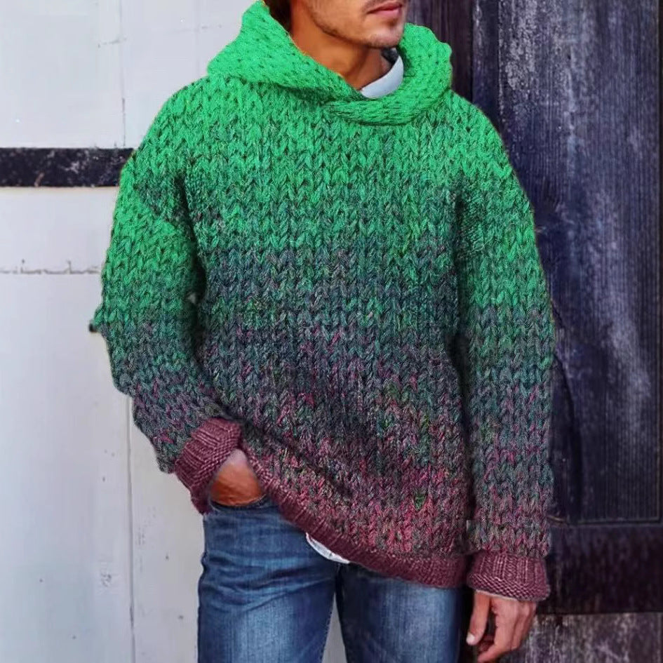 Acetate Fiber Heavy Classic Style Woven Hooded Sweater
