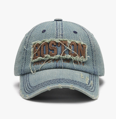 Three-dimensional Embroidery Men's Soft Peaked Cap Outdoor Cyan Adjustable