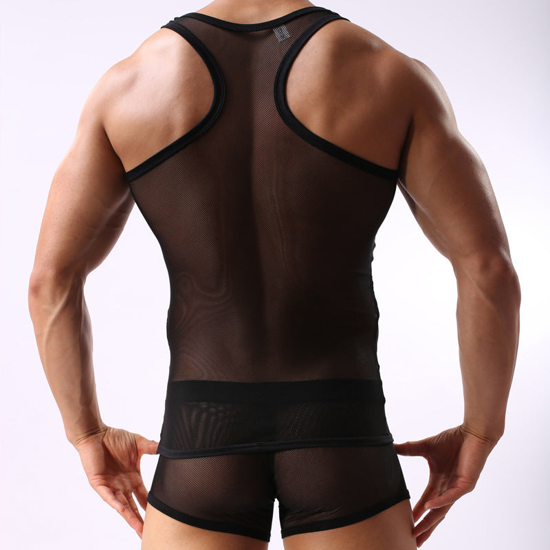 Transparent Cutout Mesh Underwear Black
