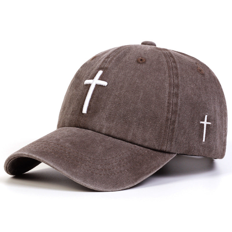 Embroidered Cross Casual Versatile Sun Hat