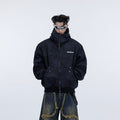 Retro Distressed Sweater Cardigan Stitching Design Sense Baggy Coat Black