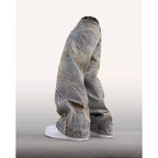 Bat Pattern Lazy Embroidered Loose Jeans