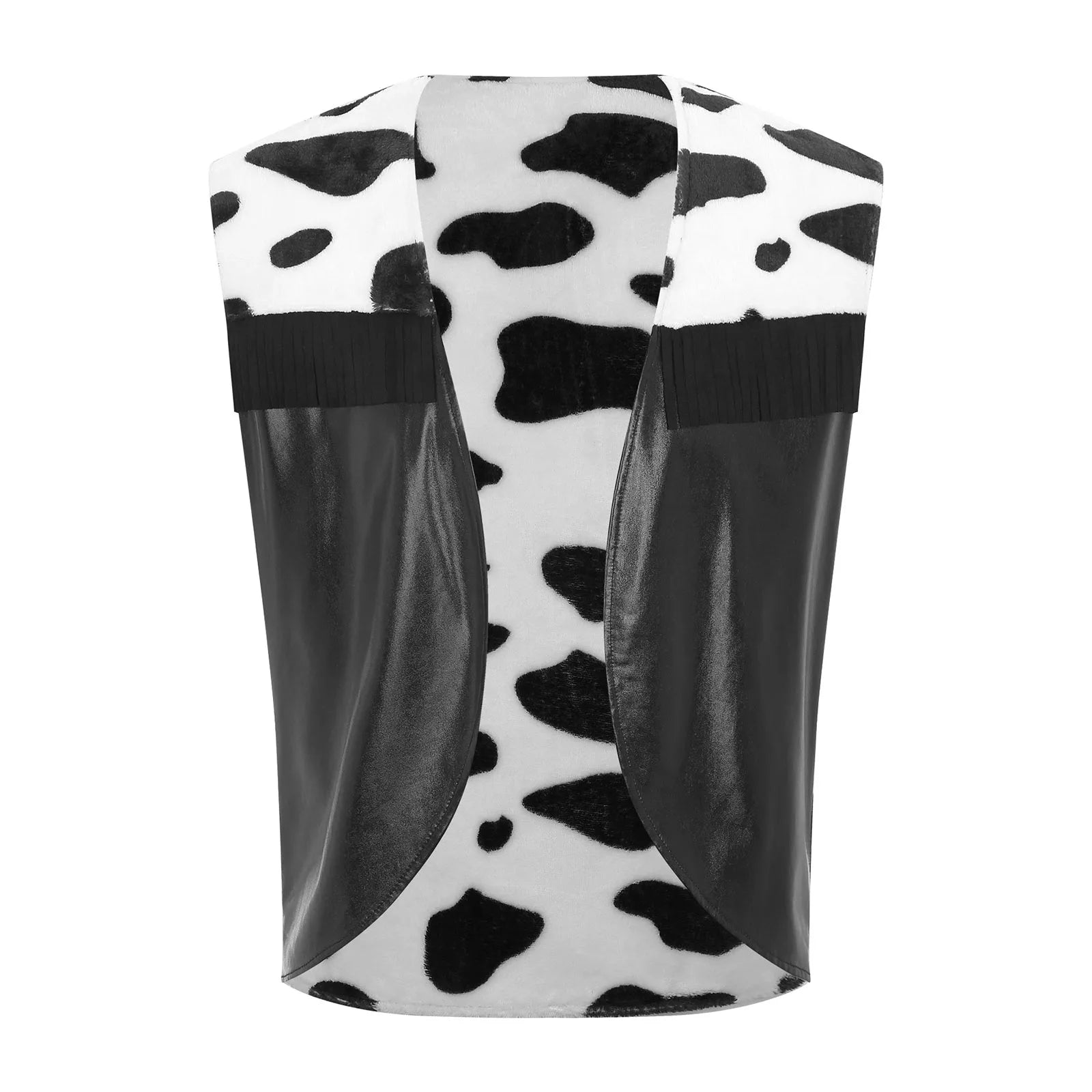 Men's Cow Print Vest for Halloween, Cosplay, and Festivals - Sleeveless Open Front Vintage Hippie Costume Waistcoat