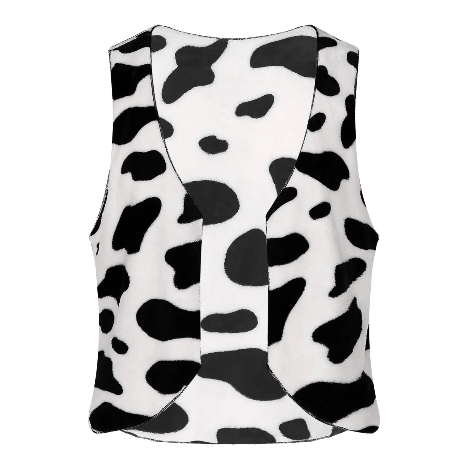 Men's Cow Print Vest for Halloween, Cosplay, and Festivals - Sleeveless Open Front Vintage Hippie Costume Waistcoat