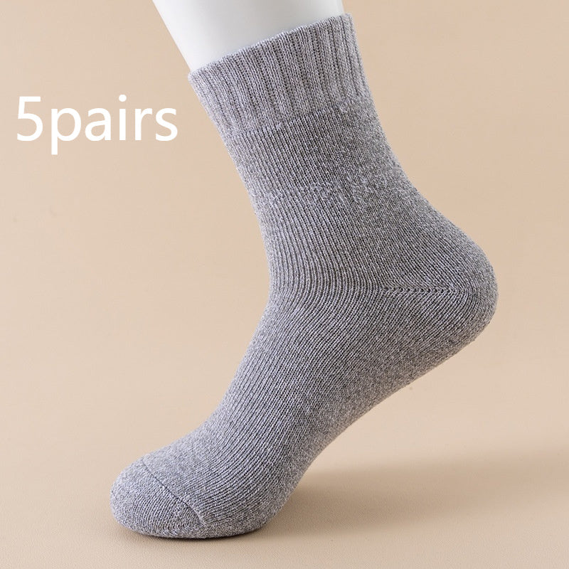 Fleece Lined Padded Warm Keeping Mid-calf Solid Color Socks