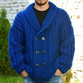 Thickened Double Breasted Sweater Blue