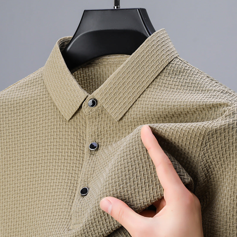 Casual Men's Short-sleeved Polo Shirt MBH8802 Khaki