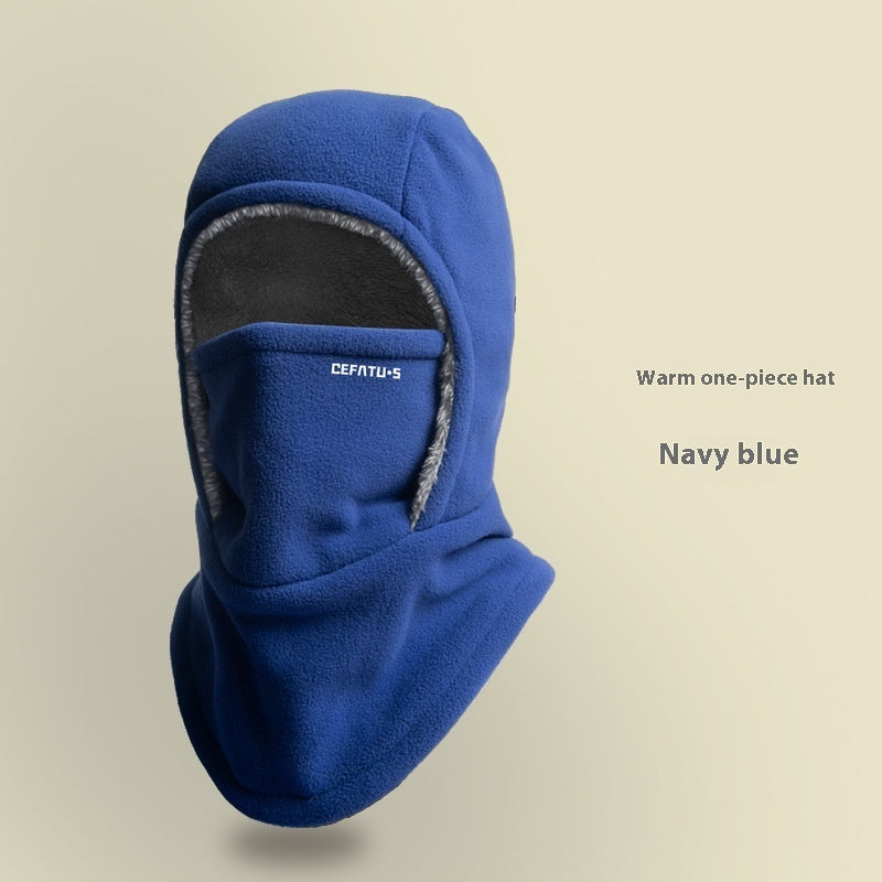 Thermal Head Cover Hat Outdoor Cold-proof Purplish Blue Free Size