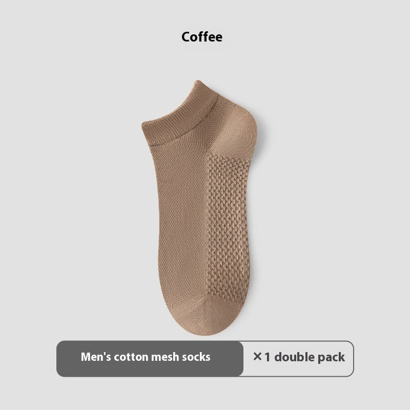 Cotton Anti-Pilling Short Men's Mesh Boat Socks