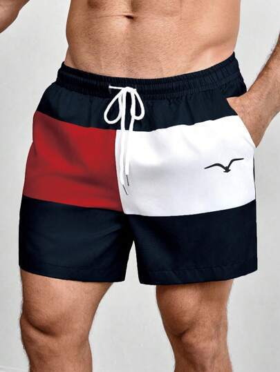 Waist Diagonal Pocket Casual Pants Red And White