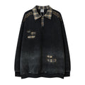 American Plaid Lapel Sweater Black
