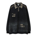 American Plaid Lapel Sweater Black