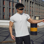 Sports Half Zipper Stand Collar T-shirt