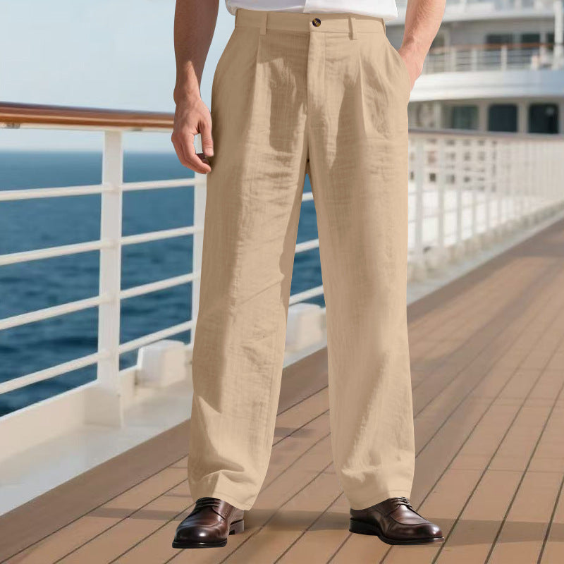 Loose Straight Business Pants Khaki