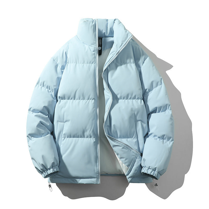 Men's Stand Collar Loose And Warm Down Coat Light Blue