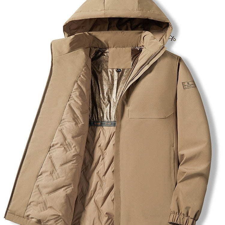 Temperature Sensing Windproof Waterproof Down Jacket Camel