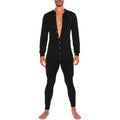 Solid Color Fashion Slim Fit Button Jumpsuit Black
