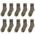 Mid-calf Academic Style Socks Army Green 10pairs