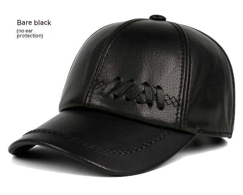 Casual Men's Leather Hat Light Black Free Size