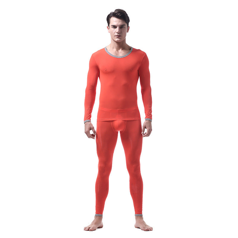 Ice Silk Thermal Underwear Suit Orange