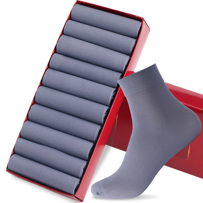 Mid-calf Length And Breathable Business Men Socks Light Gray Free Size