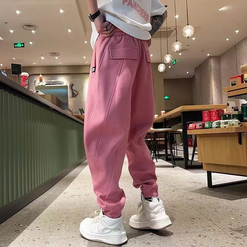 Ankle-tied Loose Harem Pants Pink