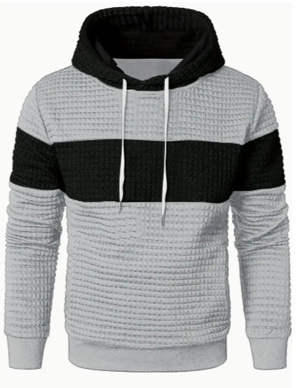 Hooded Long-sleeved Sweater Light Gray Black