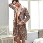 Long-sleeved Nightgown Ice Silk Shorts