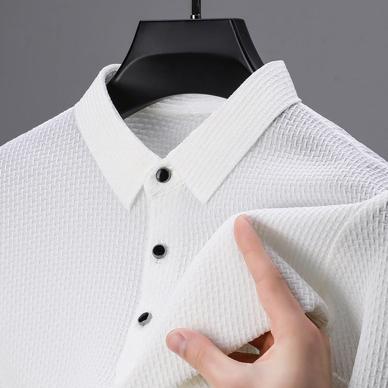 Casual Men's Short-sleeved Polo Shirt MBH8802 White